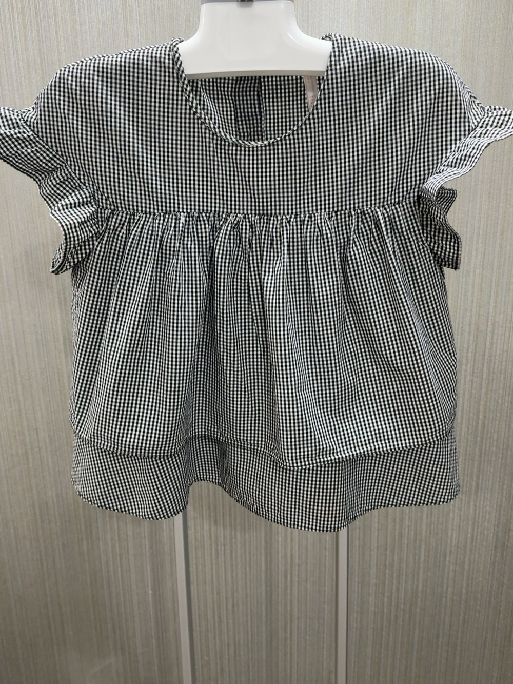 Zara Trafaluc Gingham Ruffle Babydoll Top Size S